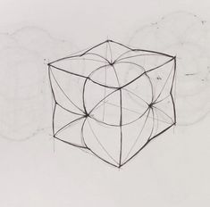 a drawing of a cube that has been drawn