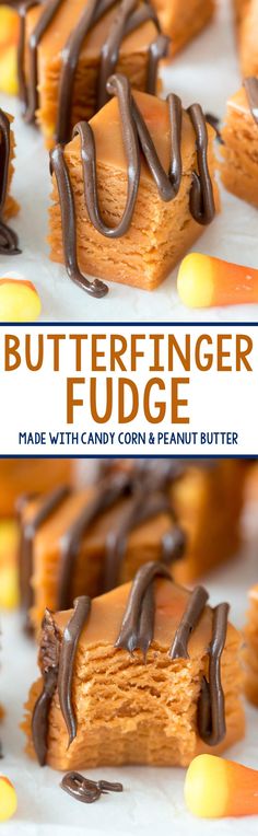 the butterfingered fudge is made with candy corn and peanut butter