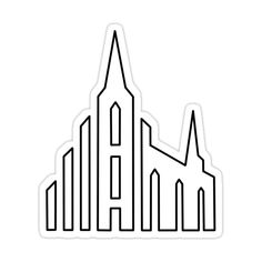 the outline of a church sticker on a white background