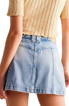 Show off your stems in this sweet nonstretch-denim skort designed in a classic faded wash. 14 1/2" length; 2" inseam; 25" leg opening (size 29) Front button closure Front welt pockets 100% cotton Machine wash, tumble dry Made in Turkey Nordstrom, Sun, Denim Skort, Midnight Sun, Show Off, Welt Pockets, Welt Pocket, First Love, Free People