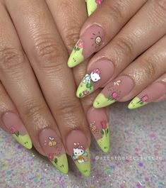 Cartoon Nail Designs, Witch Nails, Nail Tip Designs, Wow Nails, Edgy Nails, Hello Kitty Nails, Nails Tumblr, Girls Nails, Dream Nails