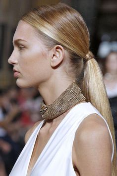 Runway Hair, Floral Print Dress Long, Hair Stylies, Low Ponytail, Wet Look, Wet Hair, Beauty Make Up, Lanvin, Hair Band