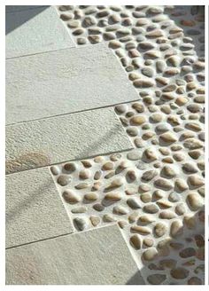 two pictures with different types of stones on the ground and in front of them, one is