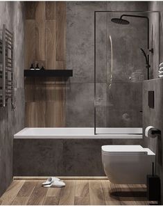 a bathroom with a toilet, sink and bathtub next to a wall mounted radiator