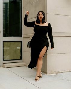 Chubby Fashion, Simple Black Dress, Curvy Dress, Night Outfits