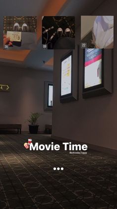 an advertisement for movie time on the wall