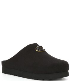 From COACH&#x2C; the Hadley Felt Slippers feature: Felt upper Slip-on closureSynthetic lining EVA outsole Imported. Felt Slippers, Xmas 2024, Wishlist 2024, Slides Slippers, Felted Slippers, Flat Mules, Hospital Bag, Dillard's, Global Fashion