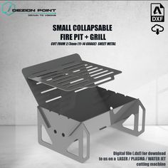 small collapsable fire pit and grill is shown in this ad for design point