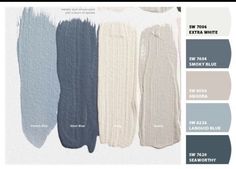 the shades of gray, white, and blue are featured in this color palettes