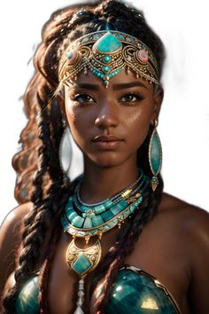 a woman with braids and jewelry on her head