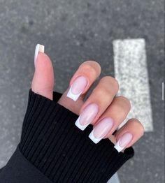 Pink Tip Nails, Casual Nails, Pretty Gel Nails, Acrylic Nails Coffin Short, Fire Nails, Dope Nails