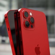 two red iphones sitting next to each other