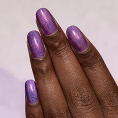 Pick Me Up's beautiful shade of radiant orchid is the perfect addition to your Summer lineup!  Not only does Pick Me Up radiate an incredible linear rainbow sparkle, it's also carefully formulated with the perfect amount of purple shimmer as not to disrupt the luminous holographic finish! It's the perfect pick me up!  Pick Me Up is part of ILNP's Ultra Holo® class of super intense holographic nail polishes; specifically formulated for maximum, in-your-face holographic sparkle!  Fully Opaque in 2 Queen Acrylic Nails, Fall Western Nails, Fall Almond Nails, Ilnp Nail Polish, Plum Nails, Queen Nails, Kings And Queens, Holographic Nail Polish, Pink Nail Art