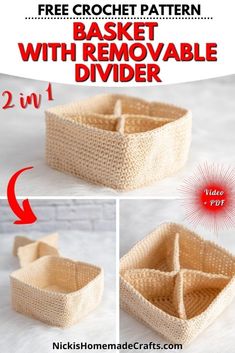 the instructions for how to make a basket with removable divider