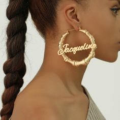 Custom Bamboo Earrings | Name Bamboo Earrings | Personalized Name Earring | Bamboo Hoop Earring | Customized Hoops | Gold Name Earrings Gift . . . . . . . . . . . . . . . . . . . . . . . . . . . . . . . . .  * Product Description ♡ :  Stainless steel name bamboo earrings are a modern and stylish accessory that combines the natural beauty of bamboo with the durability of stainless steel. These earrings are designed with a sleek stainless steel base that can be customized with your name or initial Bamboo Earring, Earrings Name, Bamboo Hoop Earrings, Name Earrings, Bamboo Earrings, Hoops Gold, Gift Product, Jewelry Earrings Hoops, Silver Roses