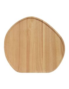 an oval wooden cutting board on a white background