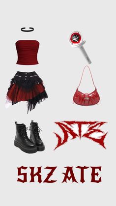 Concert Ootd, Red And Black Outfits, Concert Fashion