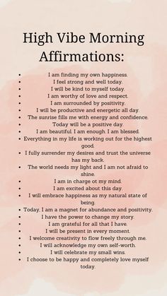 the poem high vibe morning affirmations