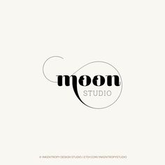 the moon studio logo is shown in black and white