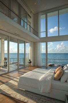 Bedroom With Beach View, Bedroom With Two Windows, Bedroom With Big Windows, Bedrooms With A View, Yacht Bedroom, Bedroom Rich, Sea View Bedroom, Sea View Apartment, Villa Bedroom