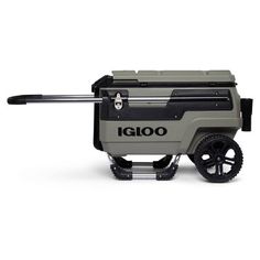 the igloo wheeled cooler is shown with wheels and handles on one side, it has