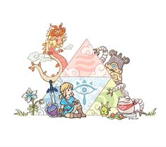 the legend of zelda and princess zelda in front of some other characters, including an