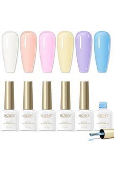 MIZHSE Jelly Gel Nail Polish Set 6 Colors, Summer Clear Translucent Macaroon Gel Polish 7ml, Pink White Sheer Manicure Kit UV LED Soak Off Varnish for Home Salon Sheer Manicure, Salon Advertisement, Gel Nail Polish Set, For Home, Manicure Kit, Nail Polish Sets, Home Salon