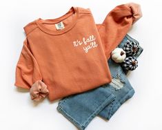 Cozy up in this seasonal sweatshirt, or gift to a family or friend! It's made with 80% ring-spun cotton and 20% polyester and the fabric is 3-end garment-dyed, ring-spun, color-blast fleece with a 100% cotton face. Each sweatshirt comes with a relaxed fit, a rolled-forward shoulder, and a back neck patch.  Medium-heavy fabric Sewn in twill label **Please see size chart measurements in the photos. If you want a true oversized fit, I recommend sizing up 2 sizes. Thanks for visiting my shop! :) Thankful Sweatshirt, Spooky Sweatshirt, Cozy Halloween, Hey Boo, Target Clothes, Cowl Neck Sweatshirt, Halloween Spider, Fall Sweatshirt, Embroidery Ideas