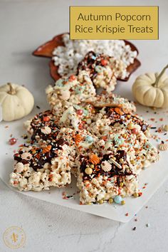 rice krispie treats are stacked on top of each other