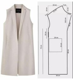 an image of a women's vest pattern and the size guide for it to be cut