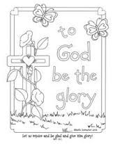 a coloring page with the words, to god be the glory and butterflies on it