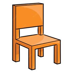 an orange chair sitting on top of a white floor