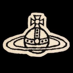 a black and white patch with an image of a spaceship