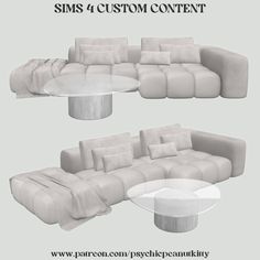 an image of a couch and table with the text, sims 4 custom content