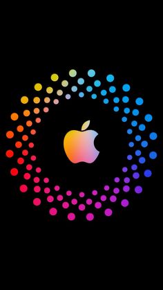 an apple logo is shown in the middle of a circle with many dots on it