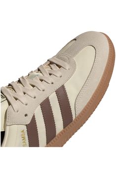 From the soccer field to the streets, this always-original sneaker maintains its legacy with premium materials and iconic 3-Stripes at the sides. Cushioned footbed Leather and synthetic upper/synthetic lining/rubber sole Imported Work Sneakers Outfit, Brown Sneakers Outfit Women's, Italy Clothes, Men's Fashion Sneakers, Brown Adidas, Rhinestone Outfit, Sunday Outfit, Sneaker Outfits Women, Fall Sneakers