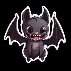 a cartoon bat with big eyes and fangs