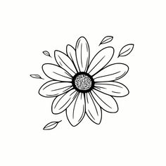 a black and white drawing of a flower