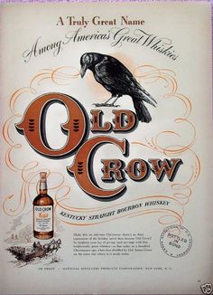 an old crow advertisement with a black bird on it