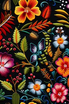 Vibrant Mexican Embroidery Floral Patterns for Digital Projects. Mexico Flowers Art, Patterns From Different Cultures, Mexican Floral Pattern Flower Embroidery, Mexican Art Inspiration, Mexican Designs Pattern, Mexican Floral Art, Mexican Style Embroidery, Mexican Art Drawing, Latin Embroidery