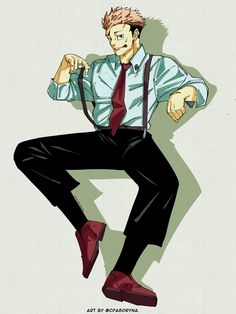 a drawing of a man in a shirt and tie with his hands on his hips