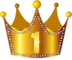 a golden crown with the number one on it