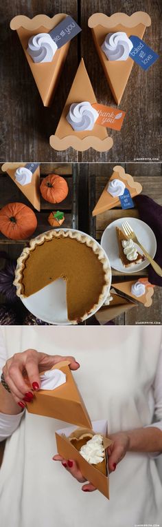 there is a pie that has been cut into pieces and placed on the table for display