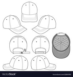 six baseball caps with different styles and colors