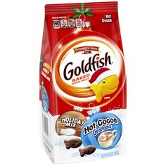 a bag of goldfish hot cocoa mix