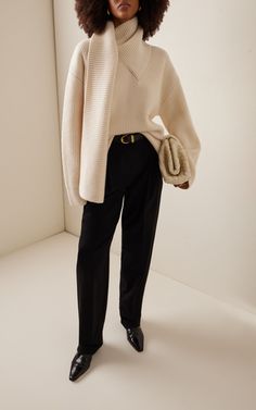 Wool-Cashmere Knit Long Scarf Sweater By Toteme | Moda Operandi Wool Scarf Outfit, Modern Uniform, Scarf Sweater, Scarf Outfit, Long Scarf, Fashion Lookbook, Wool Scarf, Dress Code, Knit Scarf