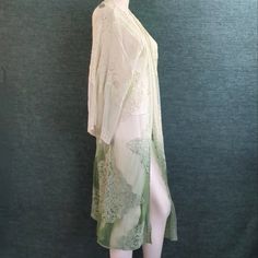 Green Ombr Embroidered Mesh Kimono Style Wrap. Swimsuit Cover Up Lingerie Robe However You Wear It, This Is A Beauty! One Size Fits Most. Armpit To Armpit 25" Length From Shoulder 43" Black Beach Dress, Mesh Kimono, Knit Beach Dress, Boho Swim, Maxi Dress Coverup, Sheer Maxi Skirt, Wrap Swimsuit, Ruffle Maxi Skirt, Skirt Coverup