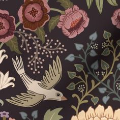 an image of a bird and flowers on a black background