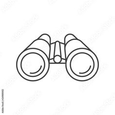 a black and white line drawing of a pair of binoculars with the lens facing upward