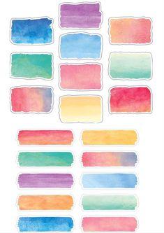 watercolor stickers with different colors on them